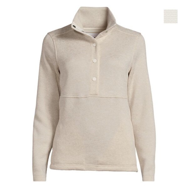 [21] Lands End Womens Sweater Fleece Snap Neck Pullover Jacket